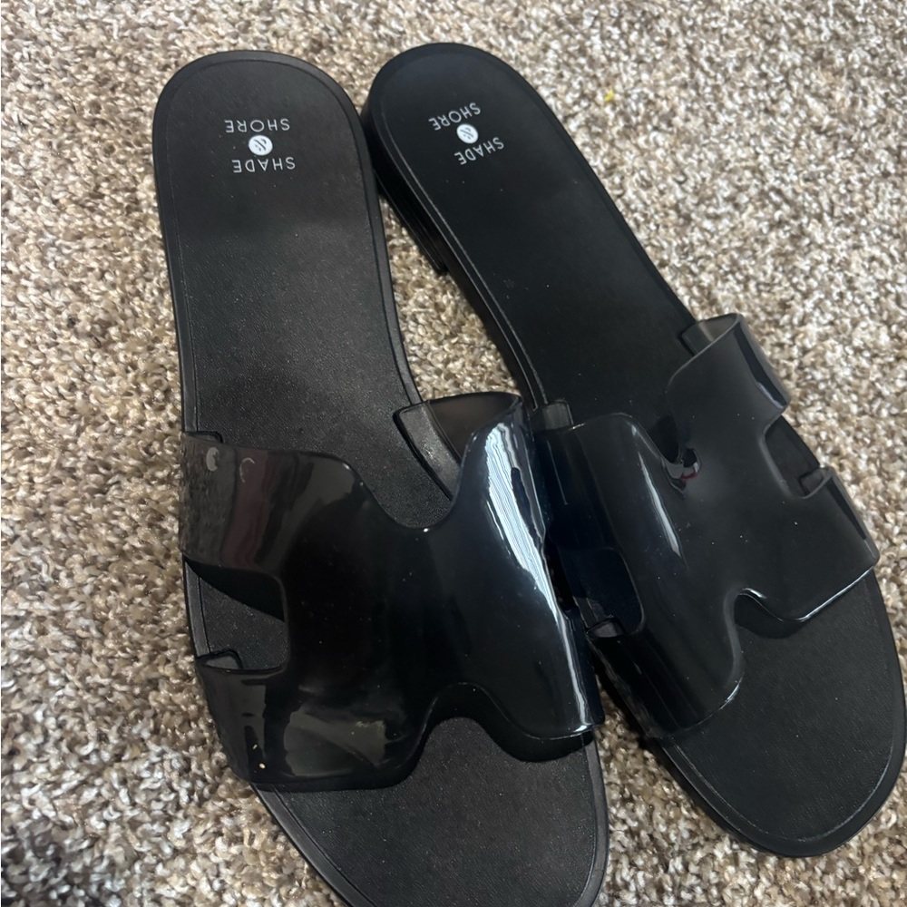 Shade & Shore Black H-Style Sandals